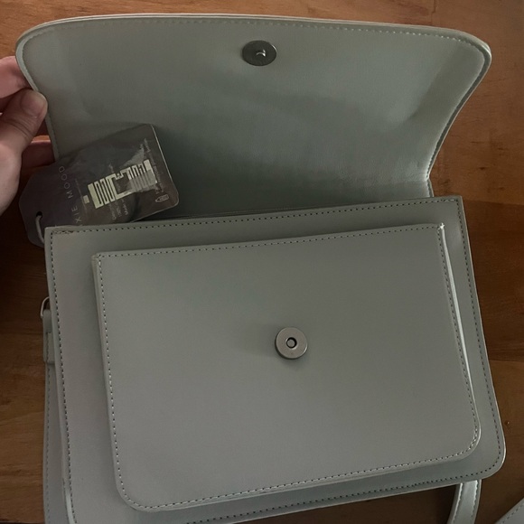 PIXIE MOOD Vegan Leather Large Crossbody Mint Blue/Grey Bag - Picture 3 of 5